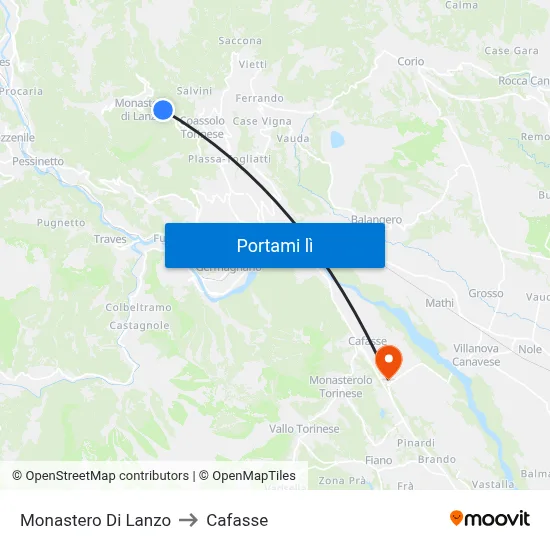 Monastero Di Lanzo to Cafasse map