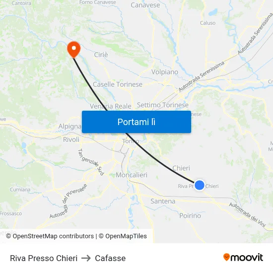 Riva Presso Chieri to Cafasse map