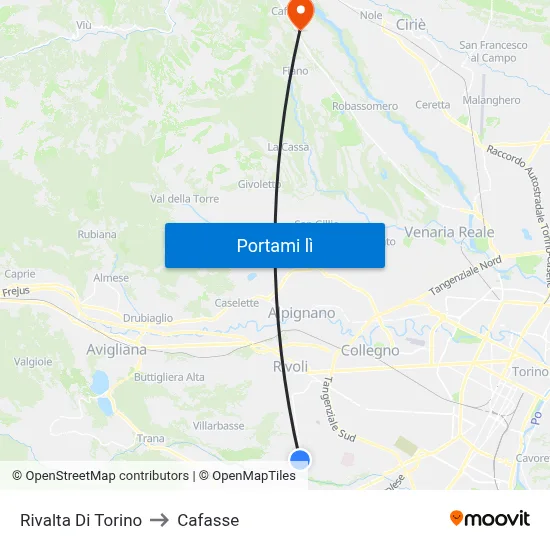 Rivalta Di Torino to Cafasse map
