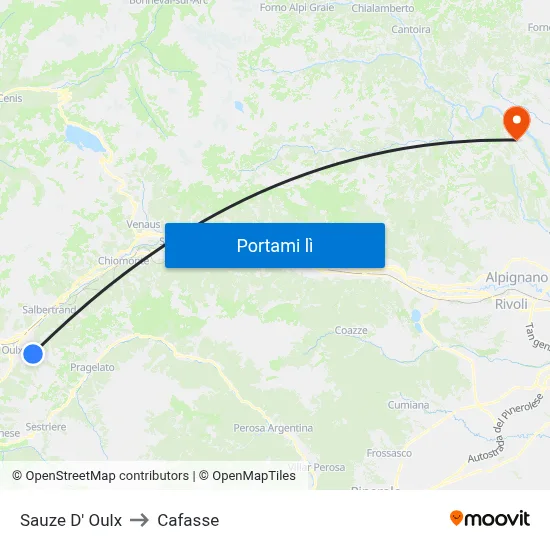 Sauze D' Oulx to Cafasse map