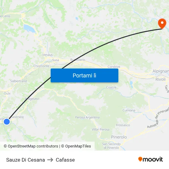 Sauze Di Cesana to Cafasse map