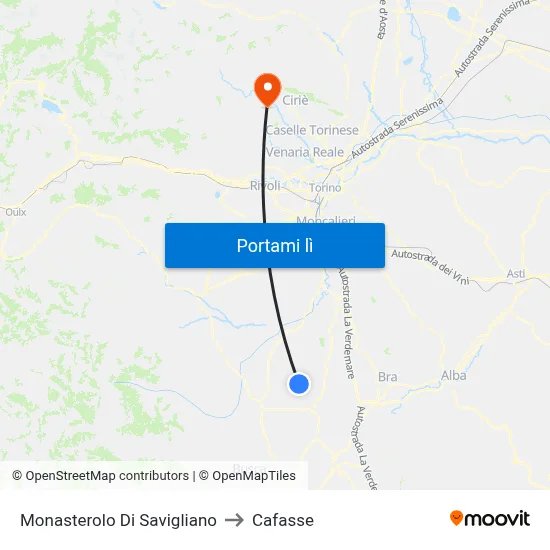 Monasterolo Di Savigliano to Cafasse map