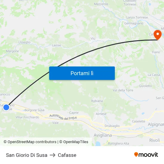 San Giorio Di Susa to Cafasse map