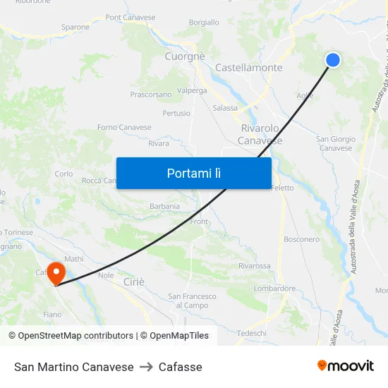 San Martino Canavese to Cafasse map