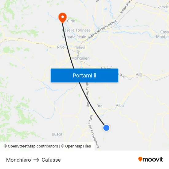 Monchiero to Cafasse map