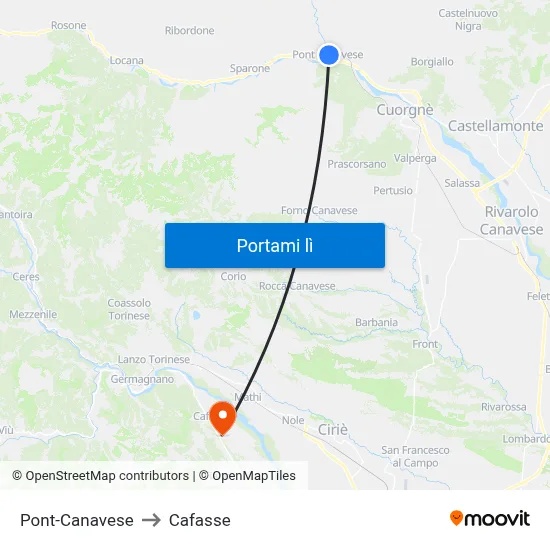 Pont-Canavese to Cafasse map