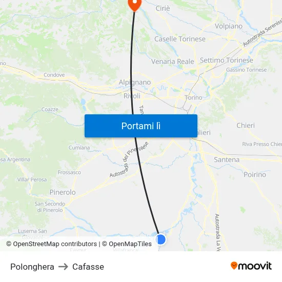Polonghera to Cafasse map