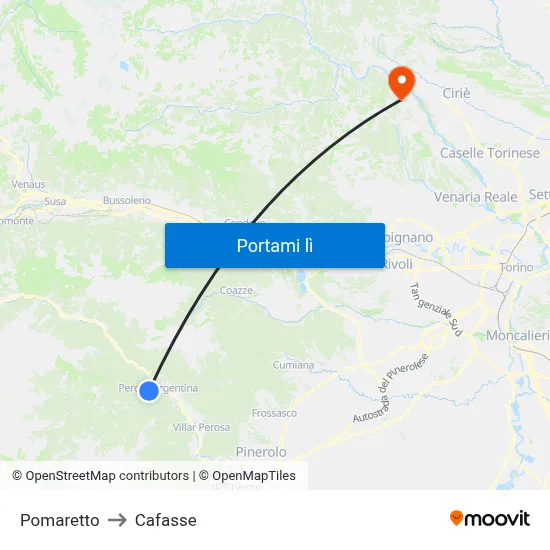 Pomaretto to Cafasse map