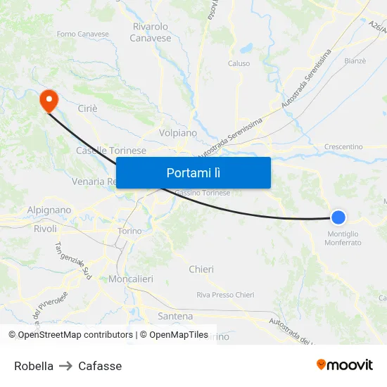 Robella to Cafasse map