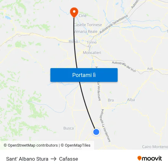 Sant' Albano Stura to Cafasse map