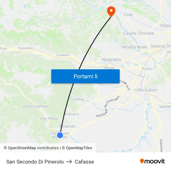 San Secondo Di Pinerolo to Cafasse map