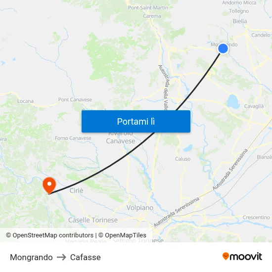 Mongrando to Cafasse map