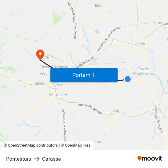 Pontestura to Cafasse map