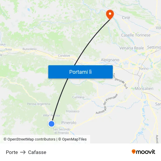 Porte to Cafasse map