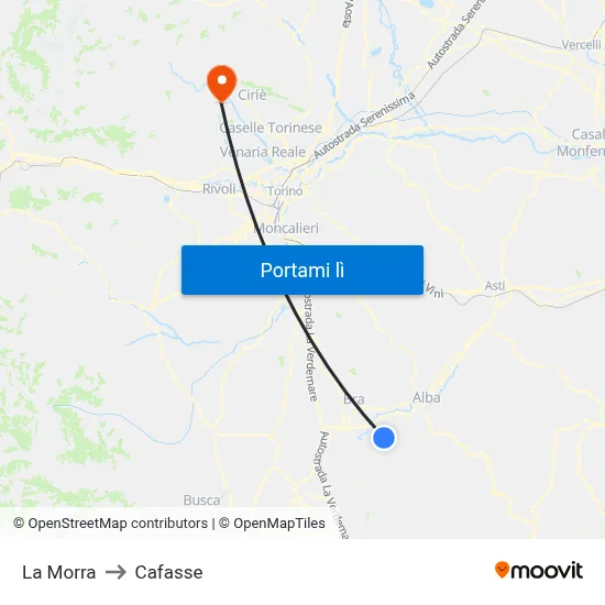 La Morra to Cafasse map