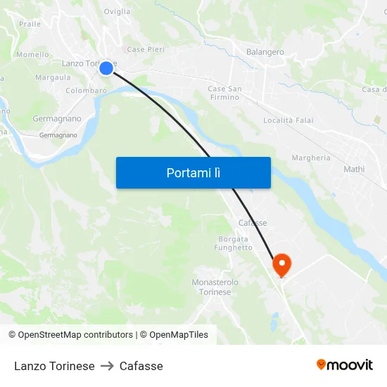 Lanzo Torinese to Cafasse map