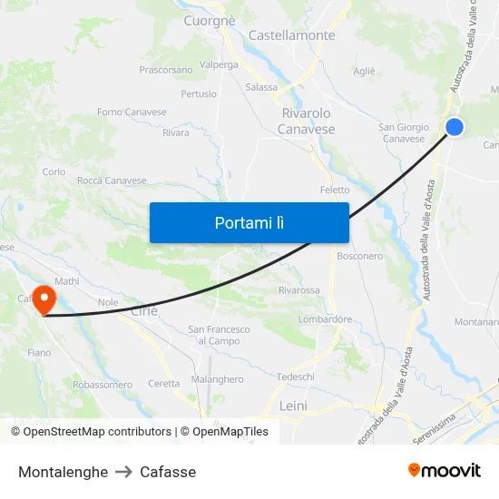 Montalenghe to Cafasse map