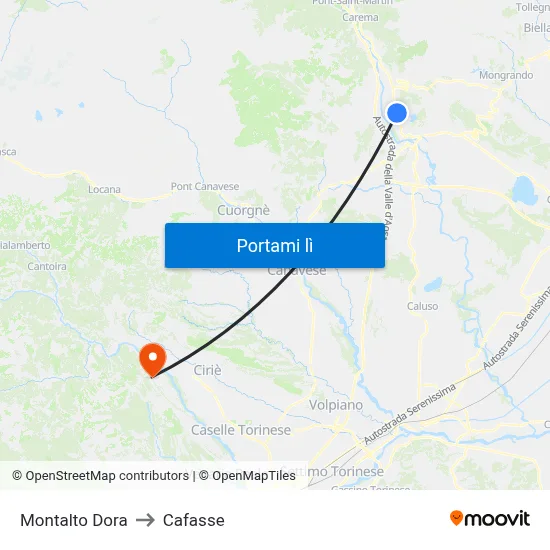 Montalto Dora to Cafasse map