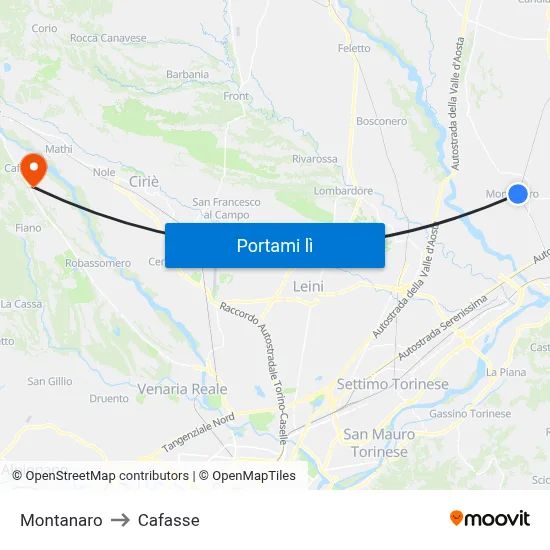 Montanaro to Cafasse map