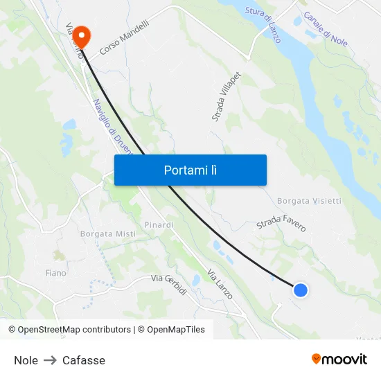 Nole to Cafasse map