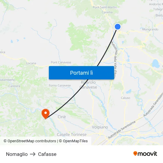 Nomaglio to Cafasse map