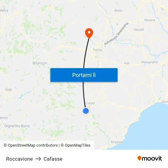 Roccavione to Cafasse map
