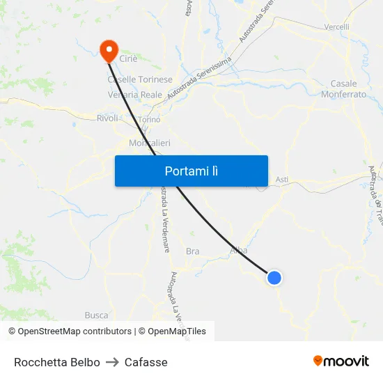 Rocchetta Belbo to Cafasse map