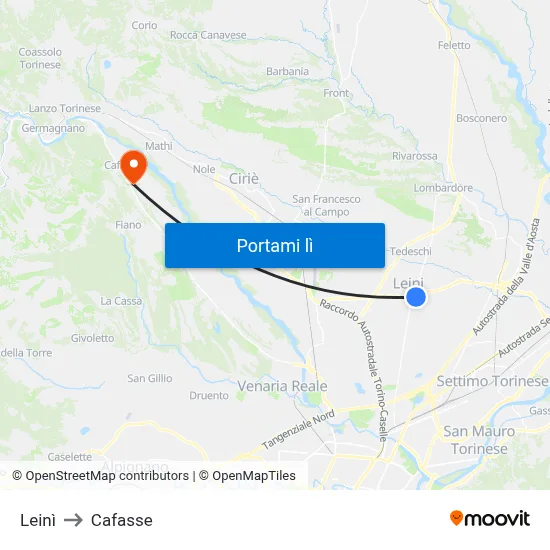 Leinì to Cafasse map