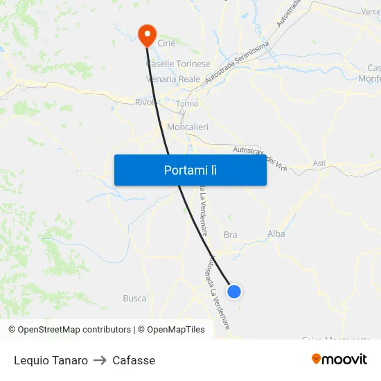 Lequio Tanaro to Cafasse map