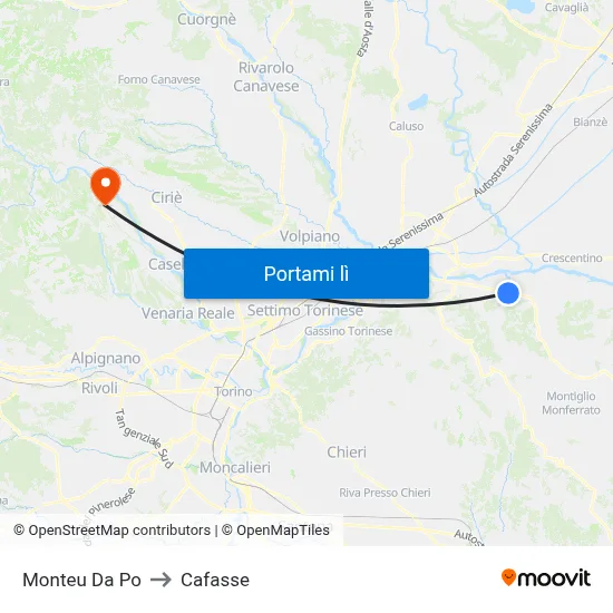 Monteu Da Po to Cafasse map
