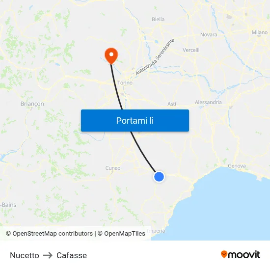 Nucetto to Cafasse map