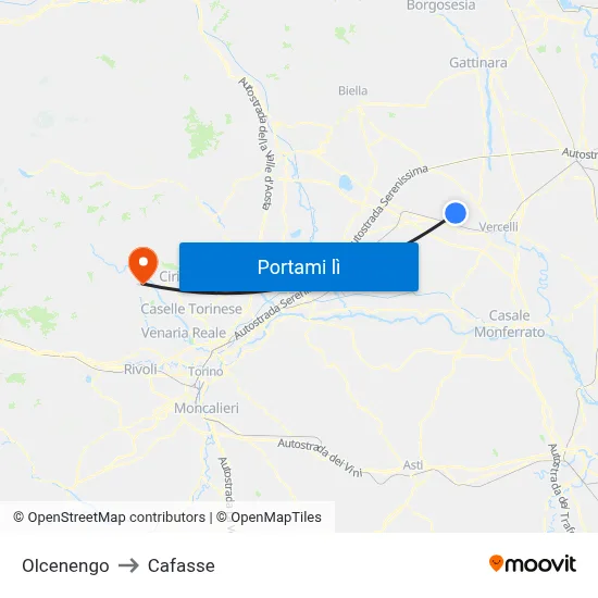 Olcenengo to Cafasse map