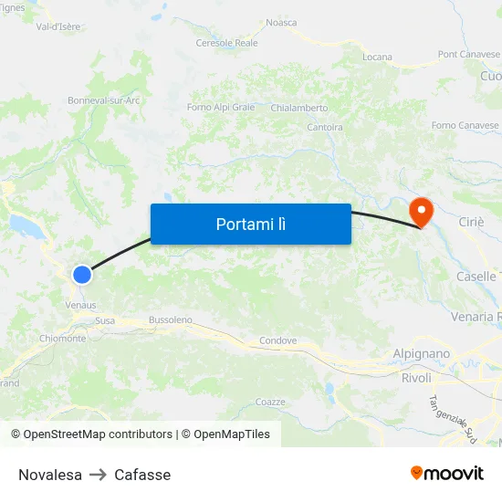 Novalesa to Cafasse map