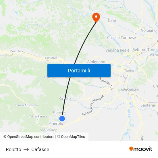 Roletto to Cafasse map