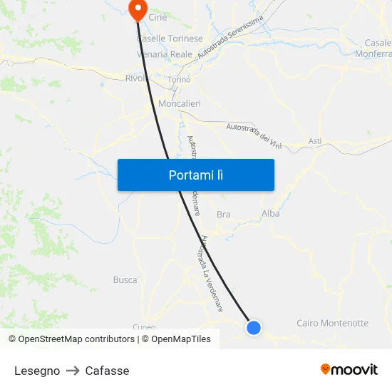 Lesegno to Cafasse map
