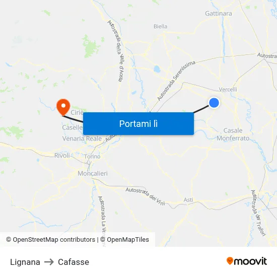 Lignana to Cafasse map