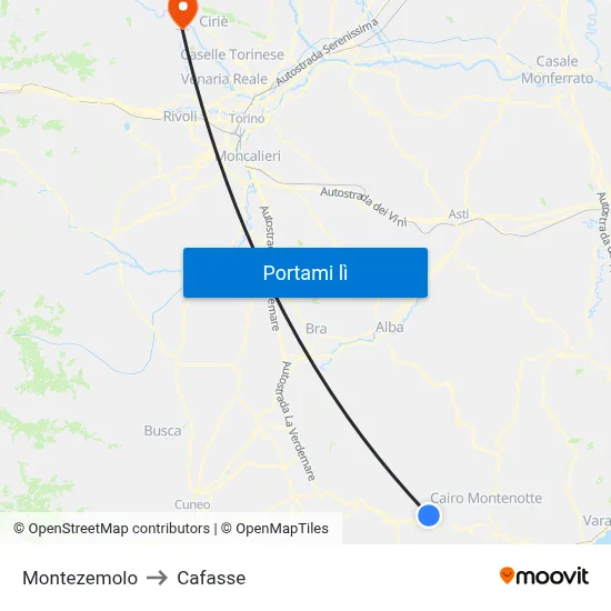 Montezemolo to Cafasse map