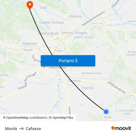 Montà to Cafasse map