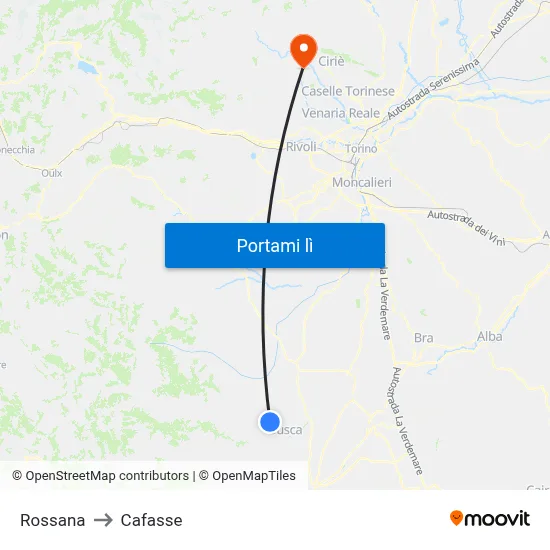 Rossana to Cafasse map