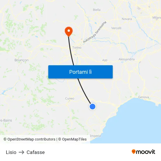 Lisio to Cafasse map