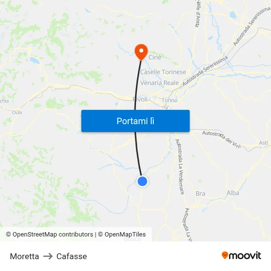 Moretta to Cafasse map