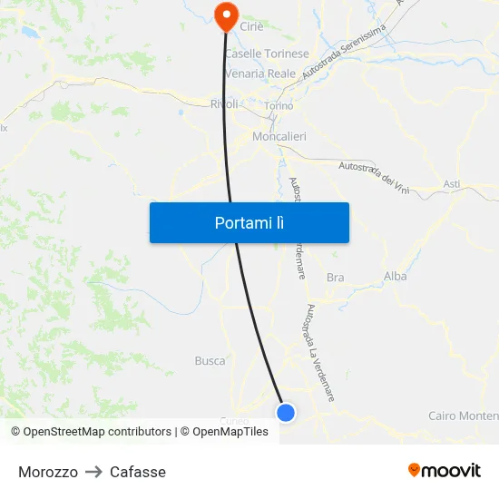 Morozzo to Cafasse map