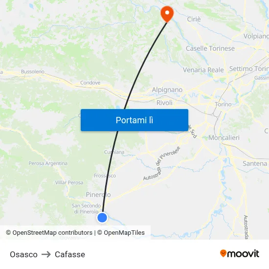 Osasco to Cafasse map