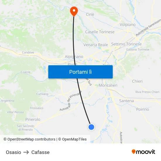Osasio to Cafasse map