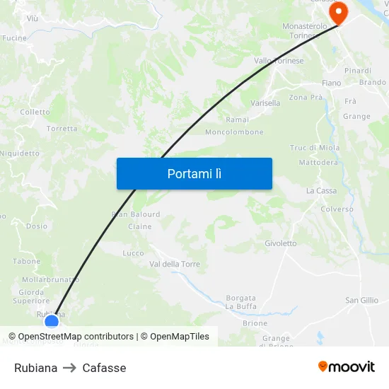 Rubiana to Cafasse map