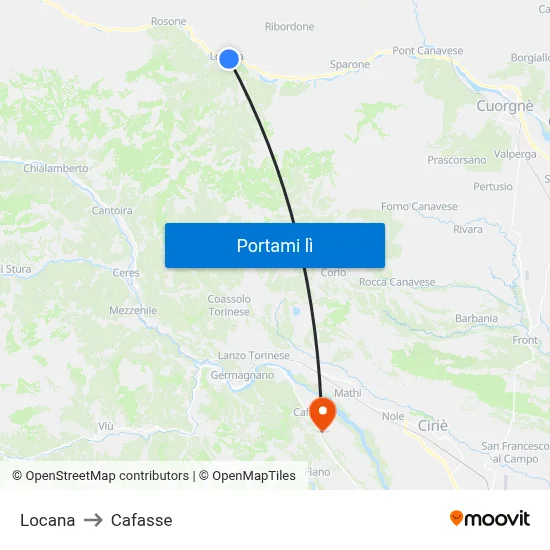 Locana to Cafasse map