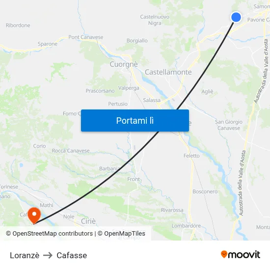Loranzè to Cafasse map