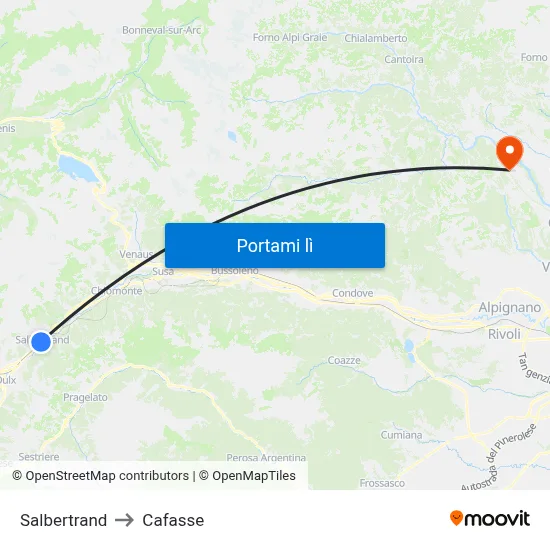 Salbertrand to Cafasse map