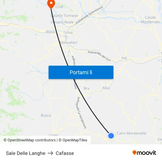 Sale Delle Langhe to Cafasse map
