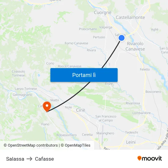 Salassa to Cafasse map
